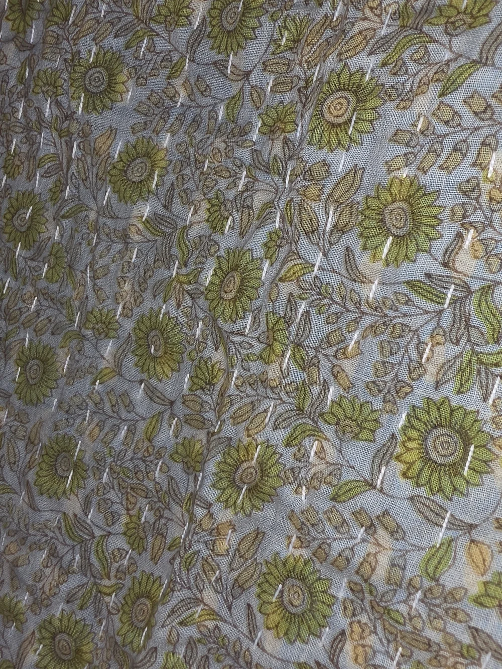 Kantha Quilt Recycled Indian Sari Fabric Cotton Blanket Handstitched  86x52